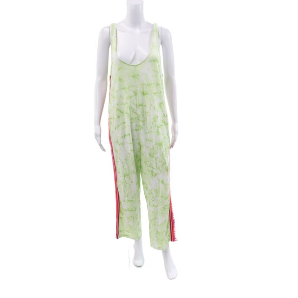 Pitusa Women Jumpsuit Tie Dye Green Scoop Neck Sleeveless Size One Size